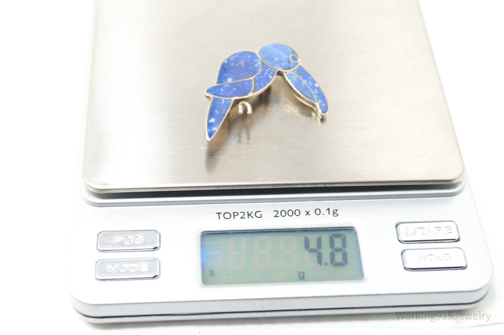 Vintage Handmade Lapis Lazuli Parrot 980 Silver Southwestern Brooch Pendant | Jewelry > Necklaces > Pendants | Wiccan Center