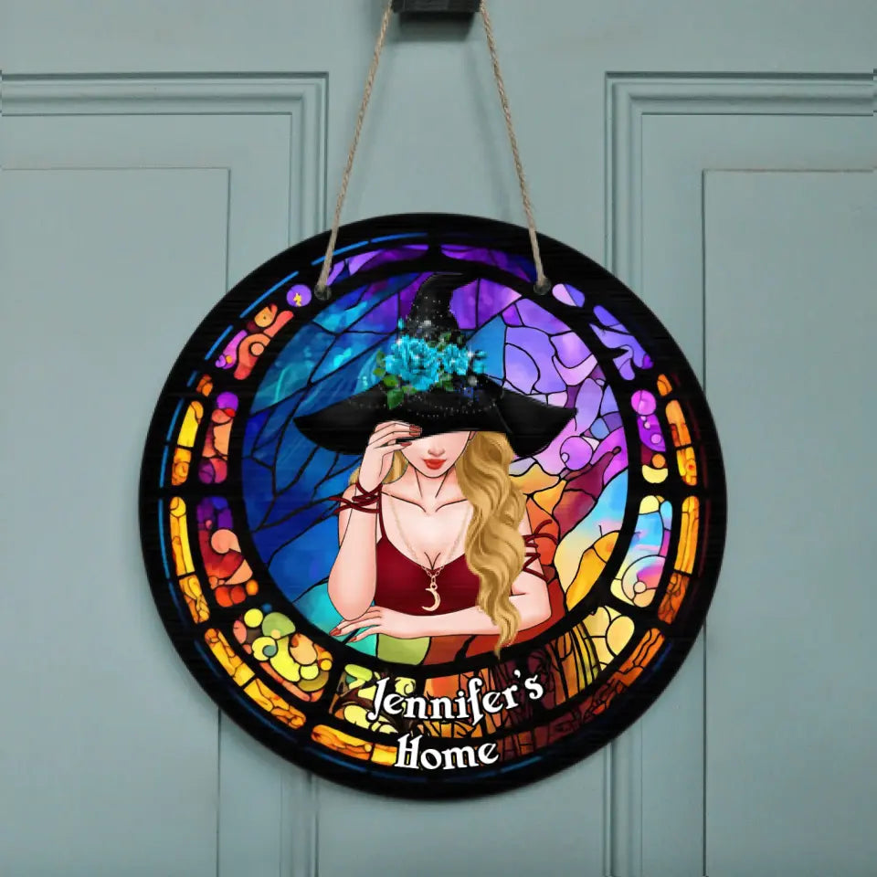 Personalized Witch Circle Door Sign - Gift Idea For Halloween/Wicca Decor/Pagan Decor/ Witch Lovers | Witch Circle Doorsign | Wiccan Center