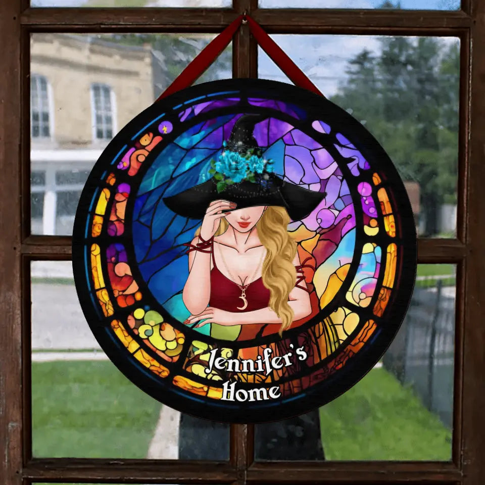 Personalized Witch Circle Door Sign - Gift Idea For Halloween/Wicca Decor/Pagan Decor/ Witch Lovers | Witch Circle Doorsign | Wiccan Center