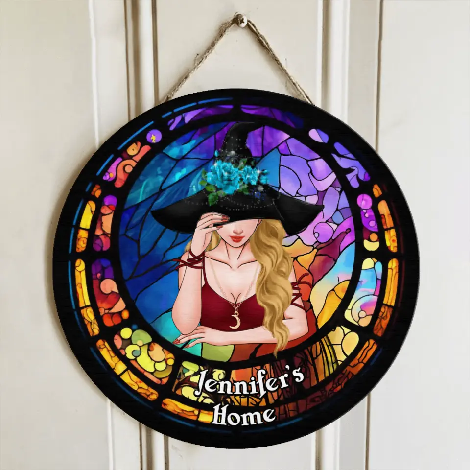 Personalized Witch Circle Door Sign - Gift Idea For Halloween/Wicca Decor/Pagan Decor/ Witch Lovers | Witch Circle Doorsign | Wiccan Center