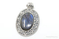 Vintage Large Labradorite Bali Sterling Silver Necklace Pendant | Jewelry > Necklaces > Pendants | Wiccan Center
