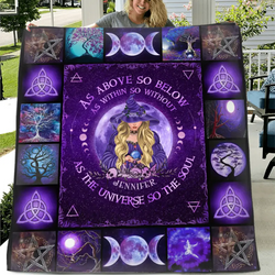 Personalized Witch Fleece Throw Blanket/Quilt - Halloween Gift Idea For Witch Lovers - As Above So Below As Within So Without | Witch Quilt/Single Layer Fleece Blanket | Wiccan Center