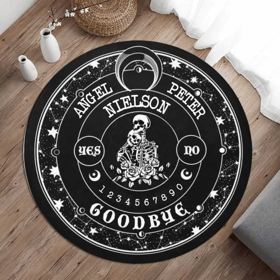 Personalized Couple Ouija Board Round Rug - Memorial Gift Idea For Halloween - Goodbye | Couple Rug | Wiccan Center