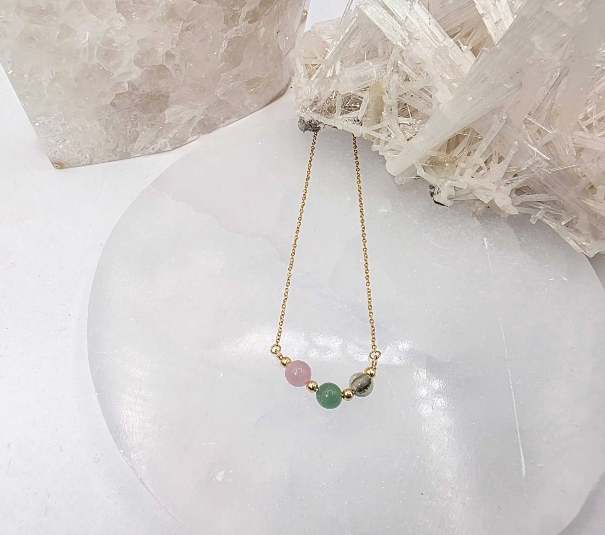 LEAD WITH LOVE-Kunzite, Green Aventurine, Prehnite Jewelry Set | Jewelry Set | Wiccan Center