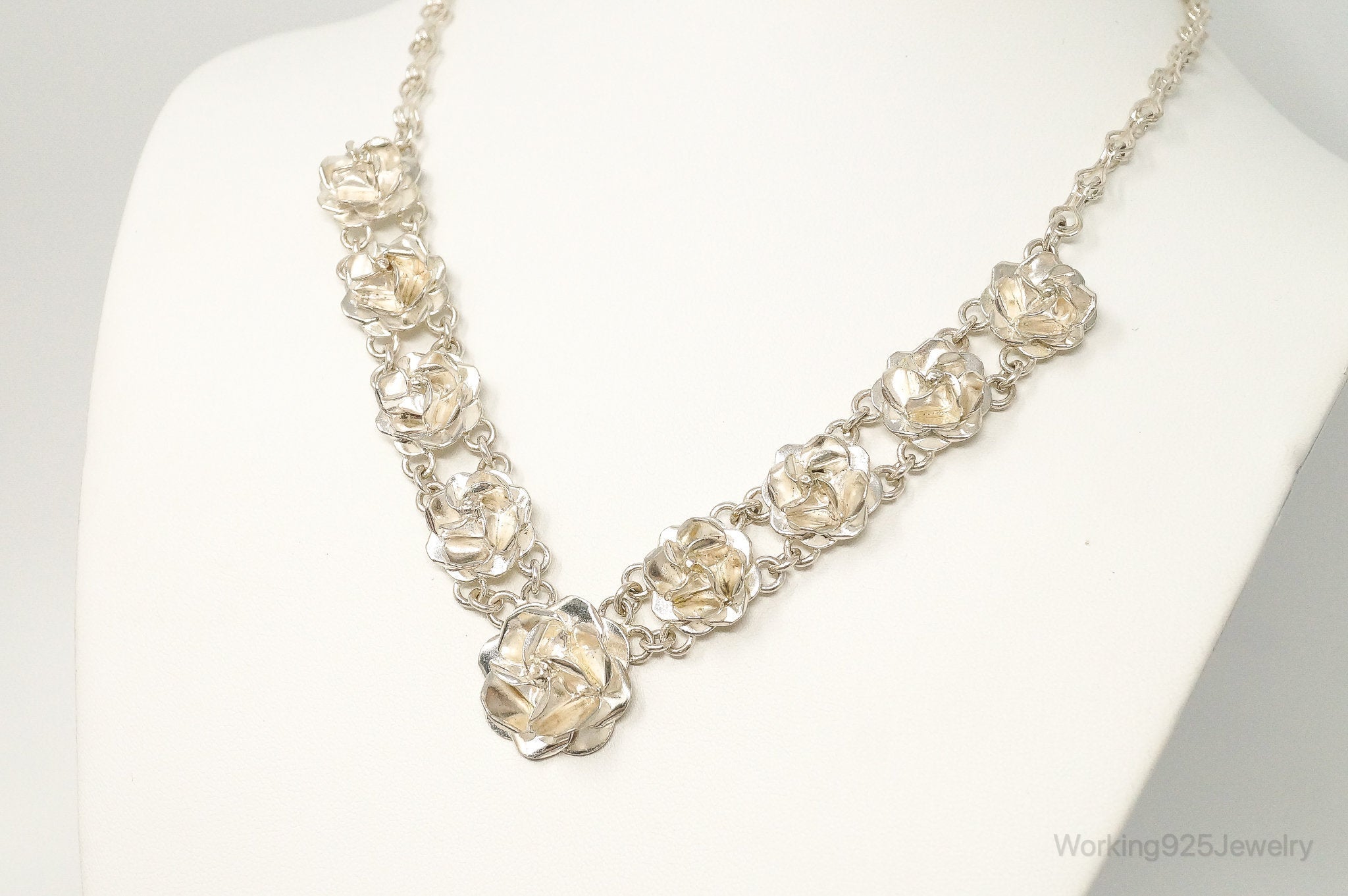 Vintage Mexico 3D Flowers Bloom Sterling Silver Necklace | Jewelry > Necklaces > Pendants | Wiccan Center