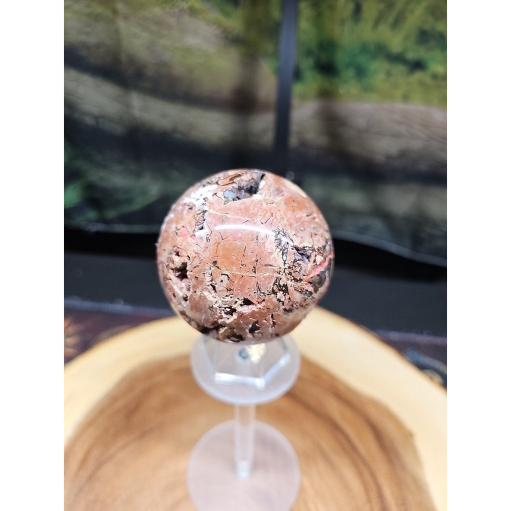 0.74 lb Vesuvianite Agate Carnelian Geode Sphere