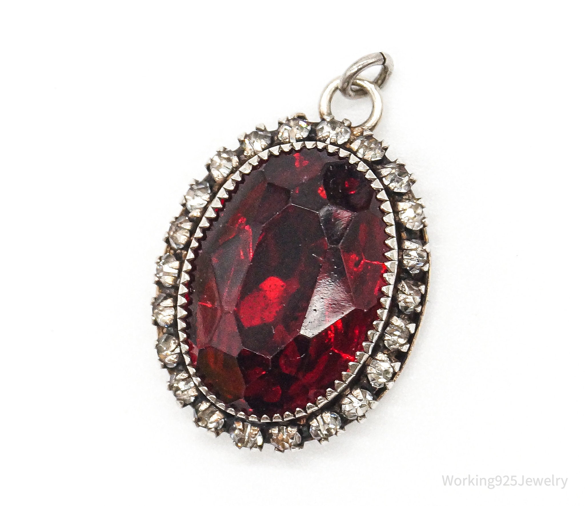 Antique Designer Martelli Glass Rhinestone Art Deco Sterling Silver Pendant | Jewelry > Necklaces > Pendants | Wiccan Center
