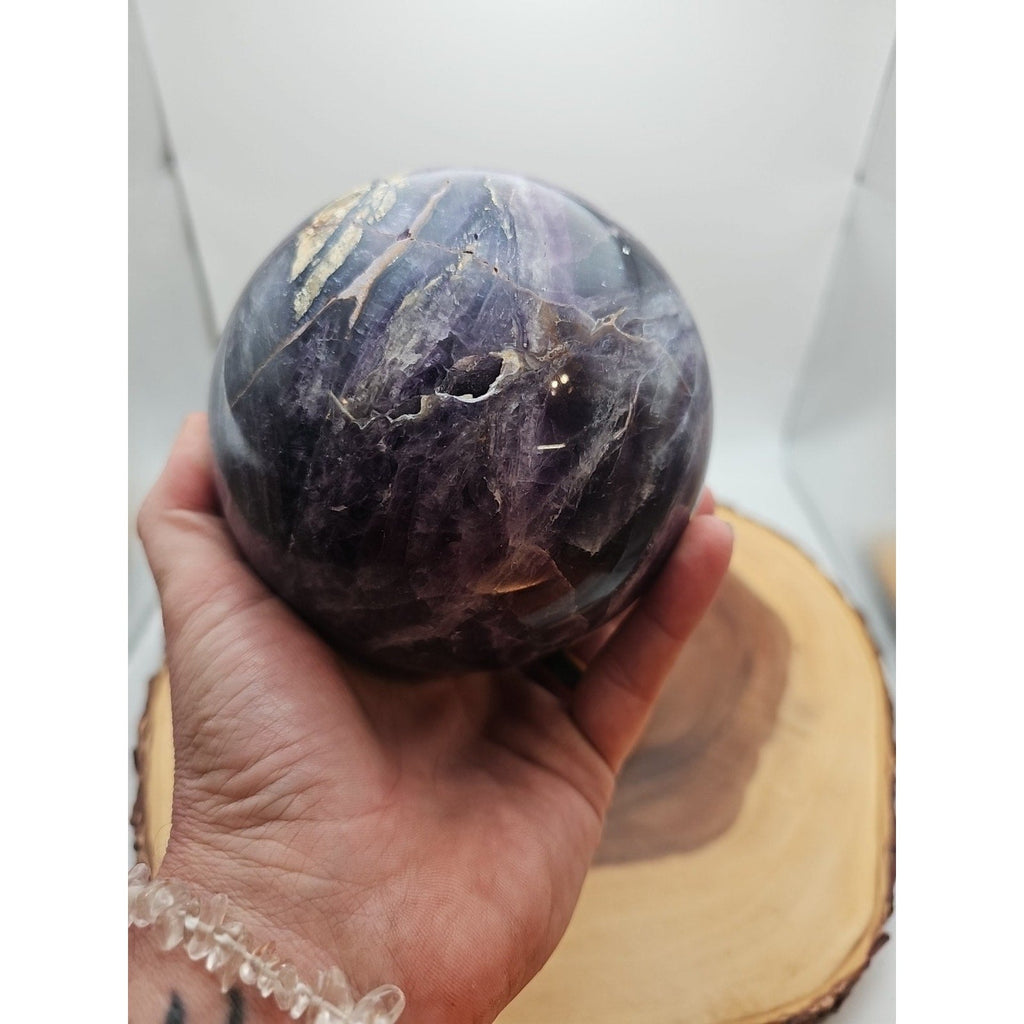 Large Rainbow Fluorite Quartz Crystal Sphere — 6.4 inches, Polished | CrystalCloud Company | Crystal Spheres & Eggs | Wiccan Center