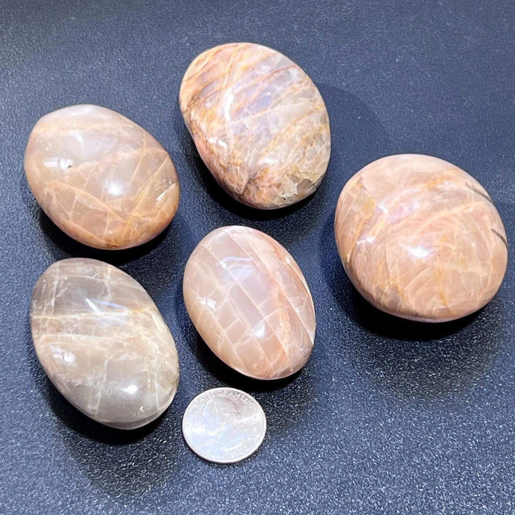 Peach Moonstone Flashy Palm Stone Carving Gemstone Decor Supply | Home & Living > Spirituality & Religion > Prayer Beads & Charms > Metaphysical Crystals | Wiccan Center