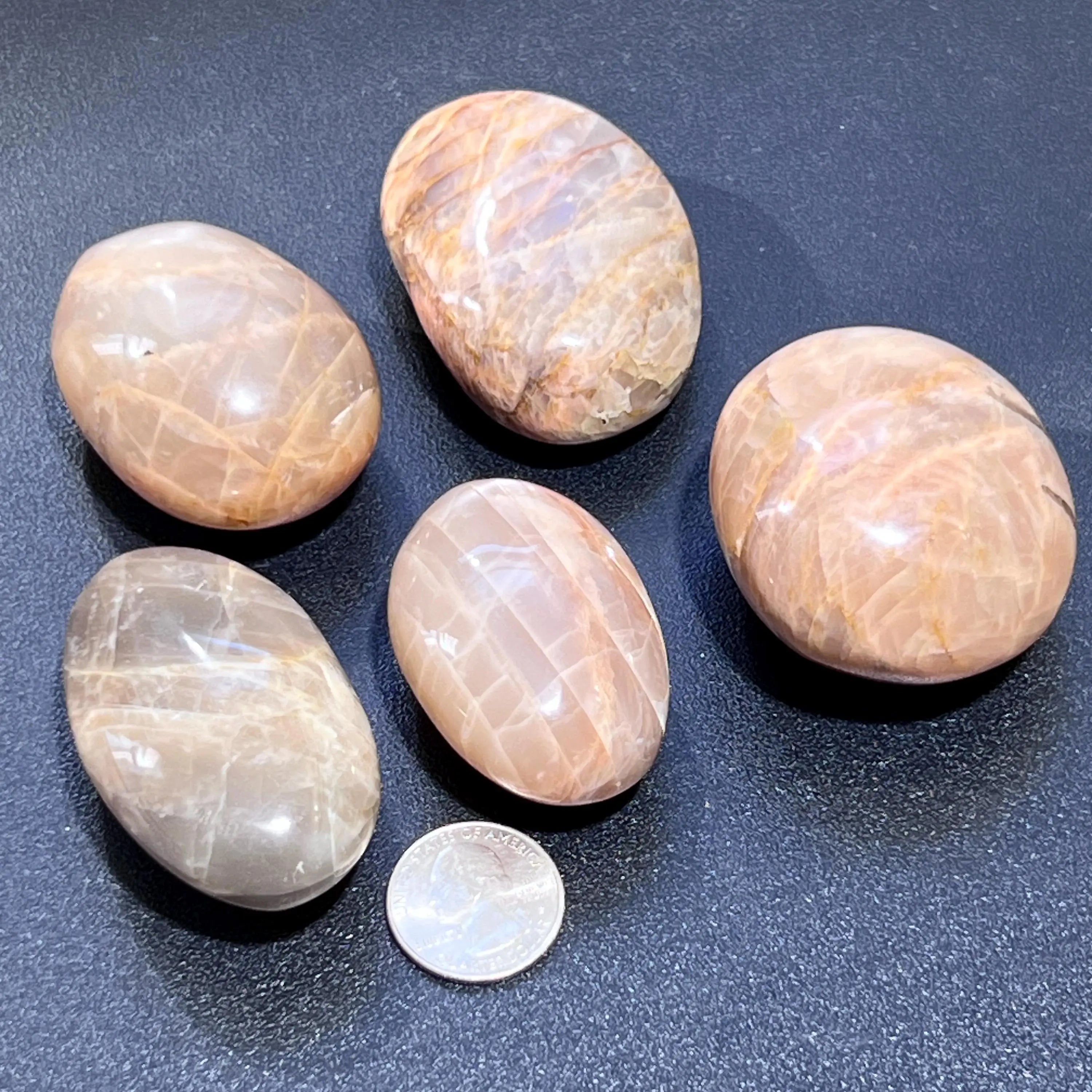 Peach Moonstone Flashy Palm Stone Carving Gemstone Decor Supply | Home & Living > Spirituality & Religion > Prayer Beads & Charms > Metaphysical Crystals | Wiccan Center