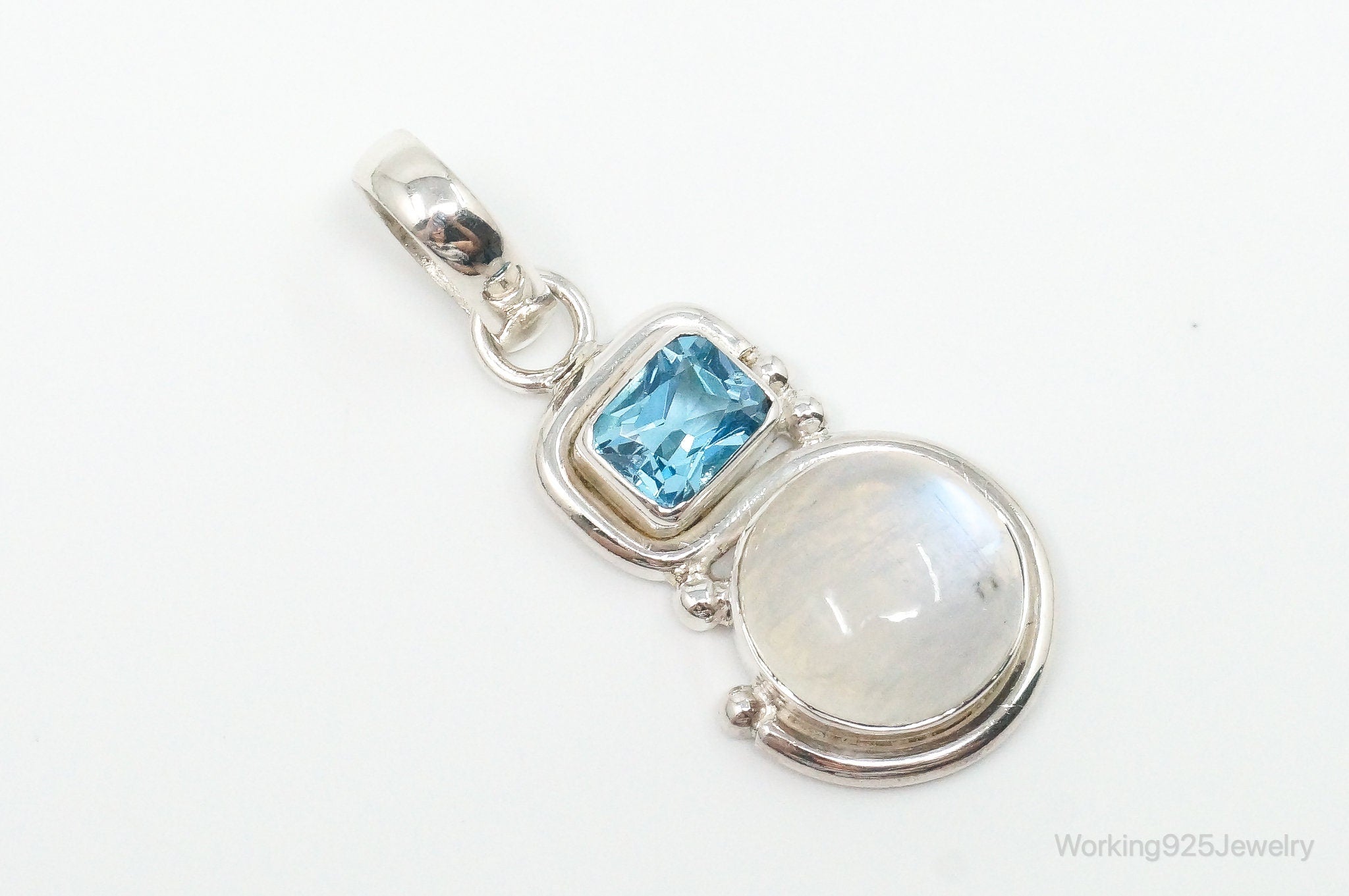 Large Designer SAJEN Blue Topaz Moonstone Sterling Necklace Pendant | Jewelry > Necklaces > Pendants | Wiccan Center