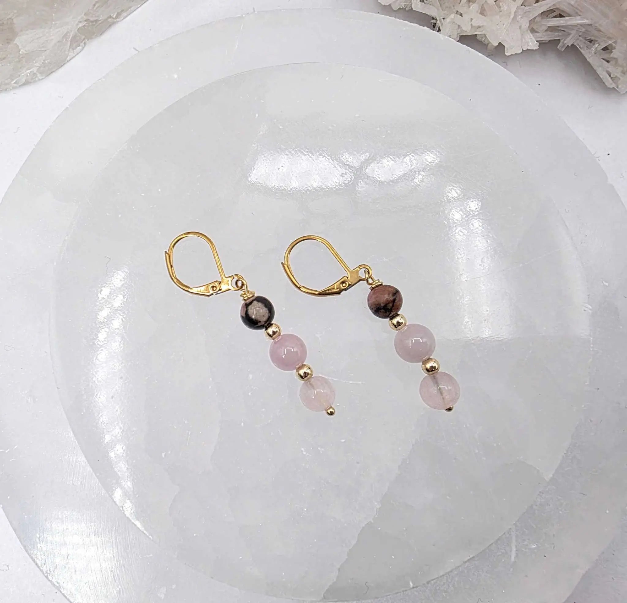 I AM ENOUGH -Kunzite, Rose Quartz, Rhodonite Gem Jewelry Set | Jewelry Set | Wiccan Center