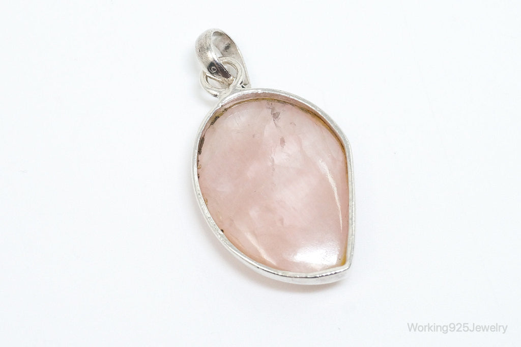 Large Vintage Rose Quartz Sterling Silver Necklace Pendant | Jewelry > Necklaces > Pendants | Wiccan Center