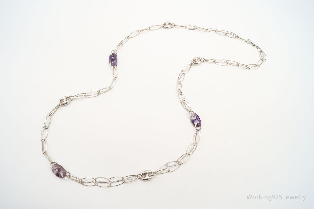 Vintage Amethyst Sterling Silver Chain Necklace 34" | Jewelry > Necklaces > Pendants | Wiccan Center
