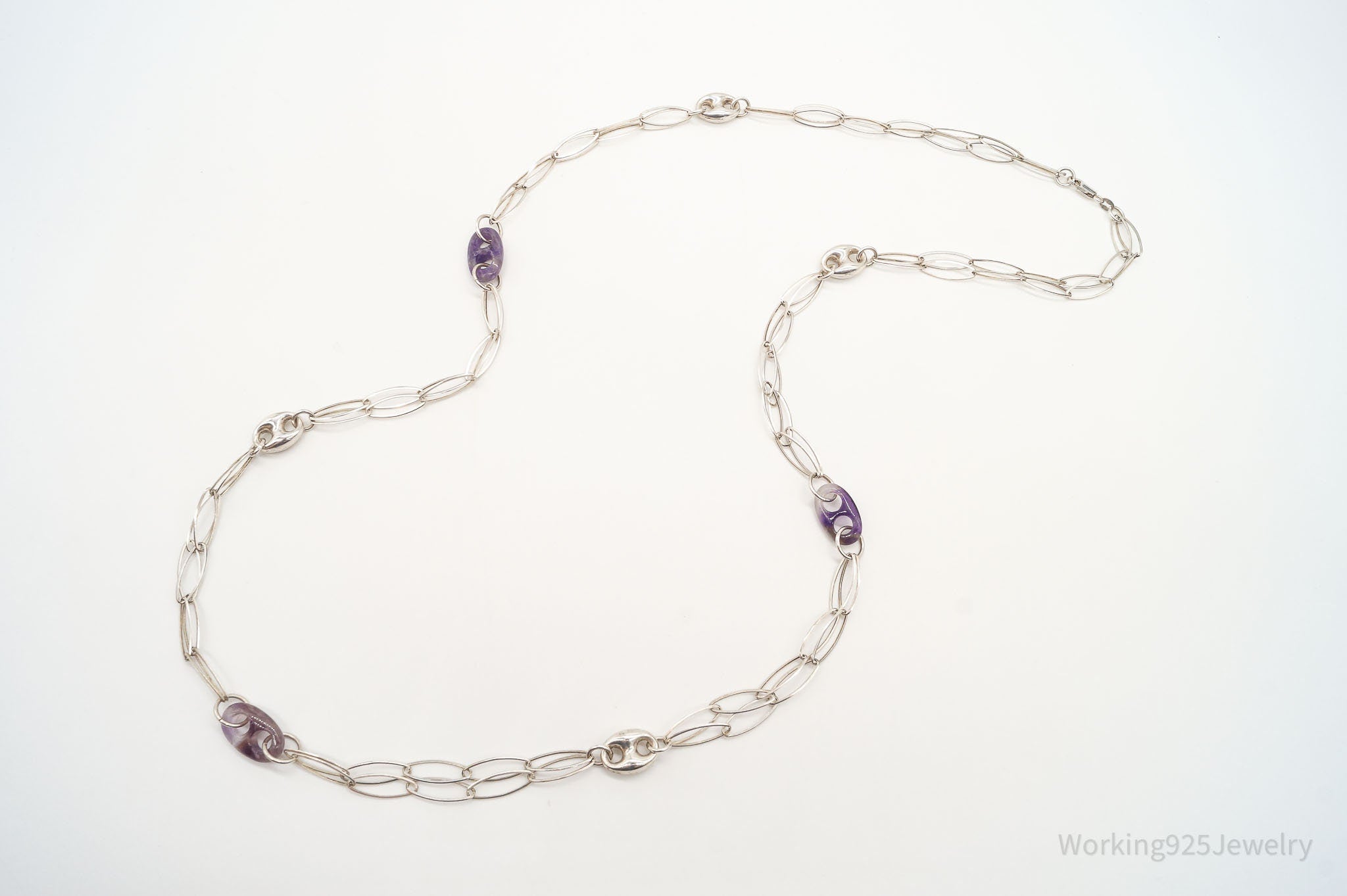 Vintage Amethyst Sterling Silver Chain Necklace 34" | Jewelry > Necklaces > Pendants | Wiccan Center