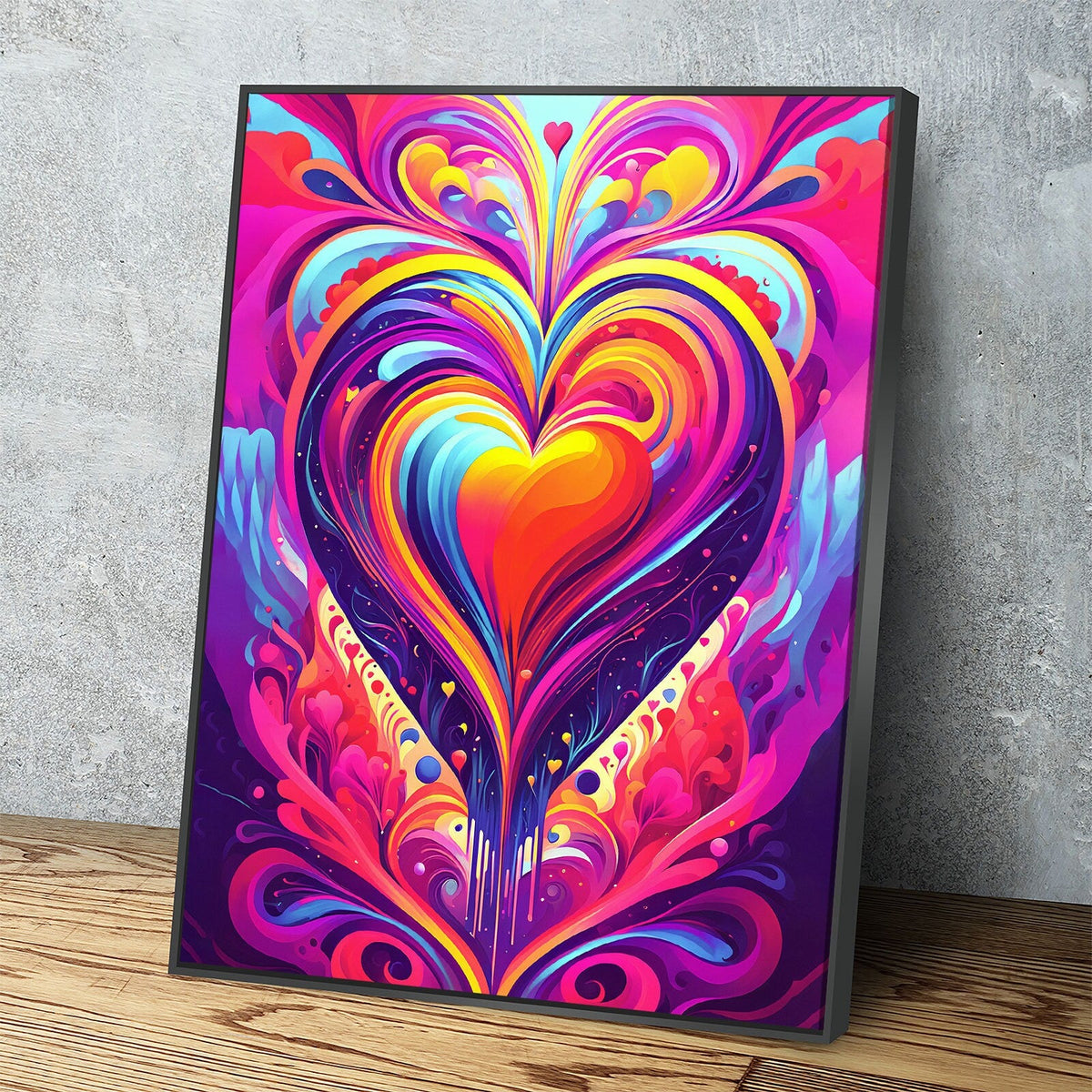 All You Need Is Love Canvas, Abstract Heart Canvas Wall Art, Colorful Love Heart, Heart Art Decor | Wall Art | Wiccan Center