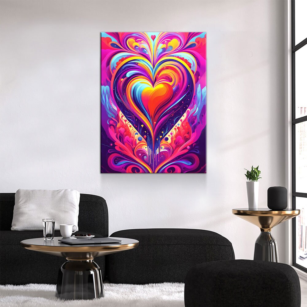 All You Need Is Love Canvas, Abstract Heart Canvas Wall Art, Colorful Love Heart, Heart Art Decor | Wall Art | Wiccan Center