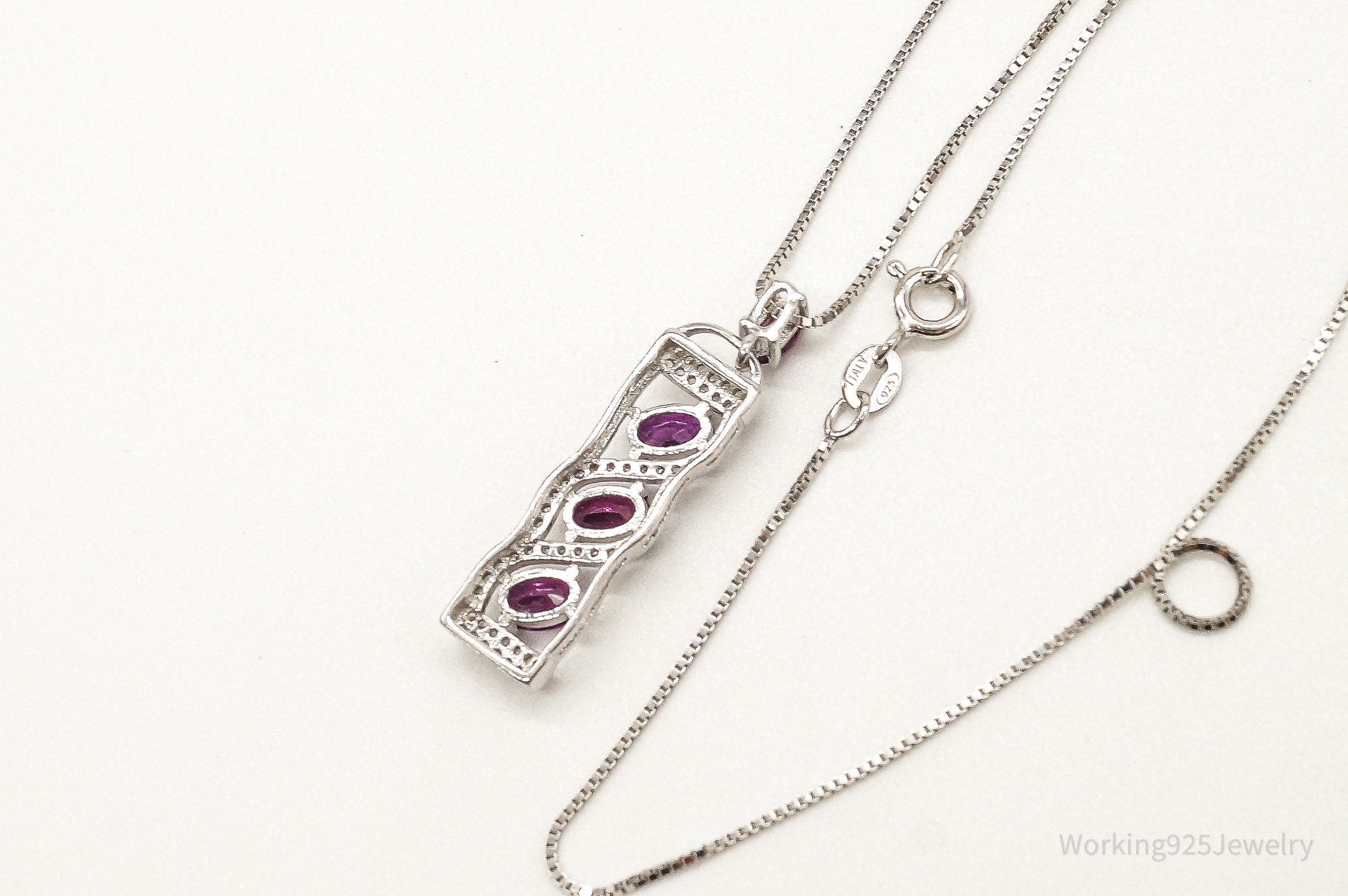 Rhodolite Garnet Cubic Zirconia Sterling Silver Necklace | Jewelry > Necklaces > Pendants | Wiccan Center