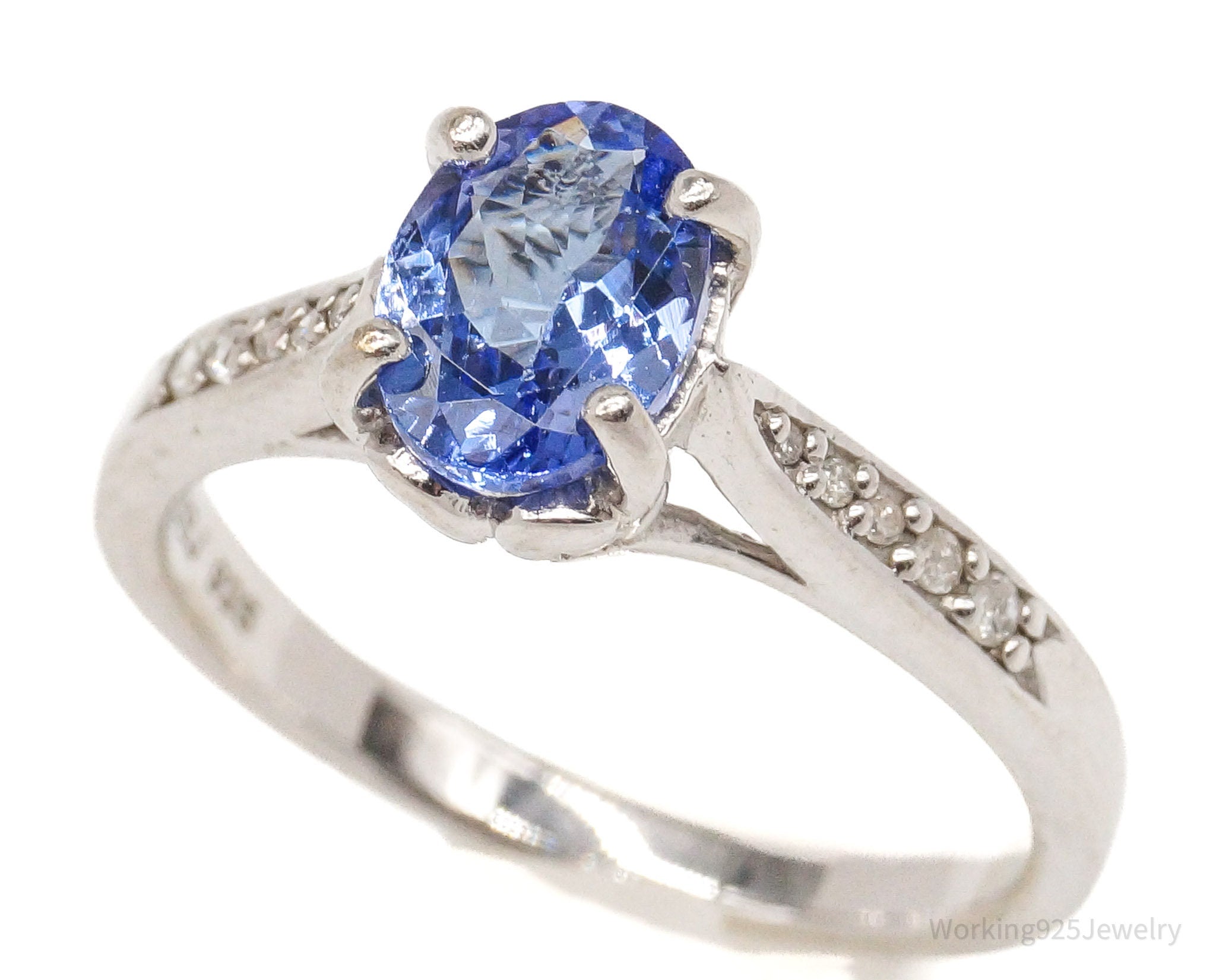 BBJ Tanzanite Diamond Rhodium Over Sterling Silver Ring - Size 7.75 | Jewelry > Rings | Wiccan Center