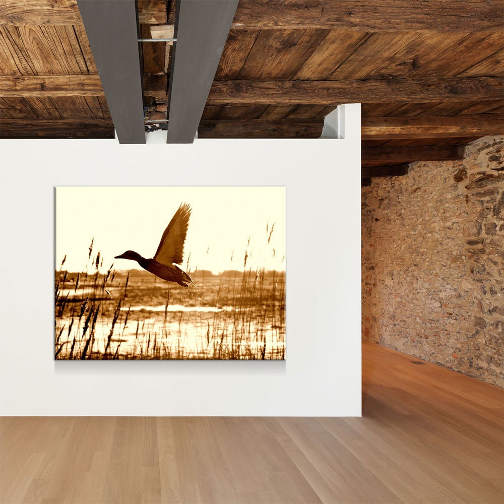 Duck Hunting Canvas Wall Art, Duck Wall Art, Duck Hunters Decor, Cabin Decor, Hunting Decor, Duck Flying In Field | Wall Art | Wiccan Center