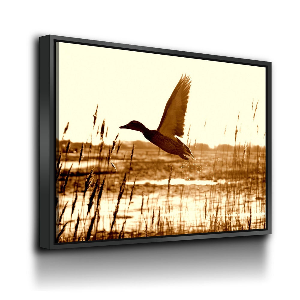 Duck Hunting Canvas Wall Art, Duck Wall Art, Duck Hunters Decor, Cabin Decor, Hunting Decor, Duck Flying In Field | Wall Art | Wiccan Center