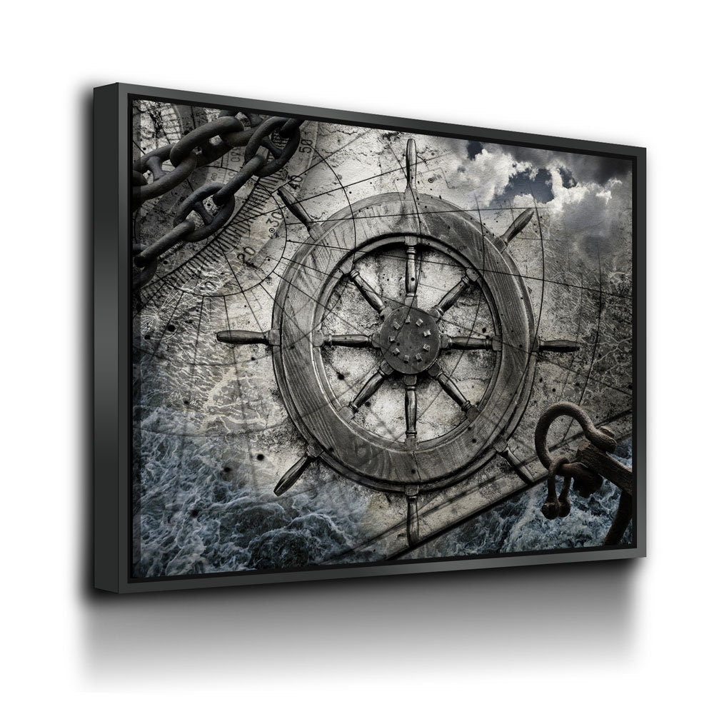 Captain Ships Wheel Canvas Wall Art, Fishing Boat, Ocean Boat, Nautical Decor, Ocean Decor, Sailor, 1 Piece Wall Art Set | Wall Art | Wiccan Center
