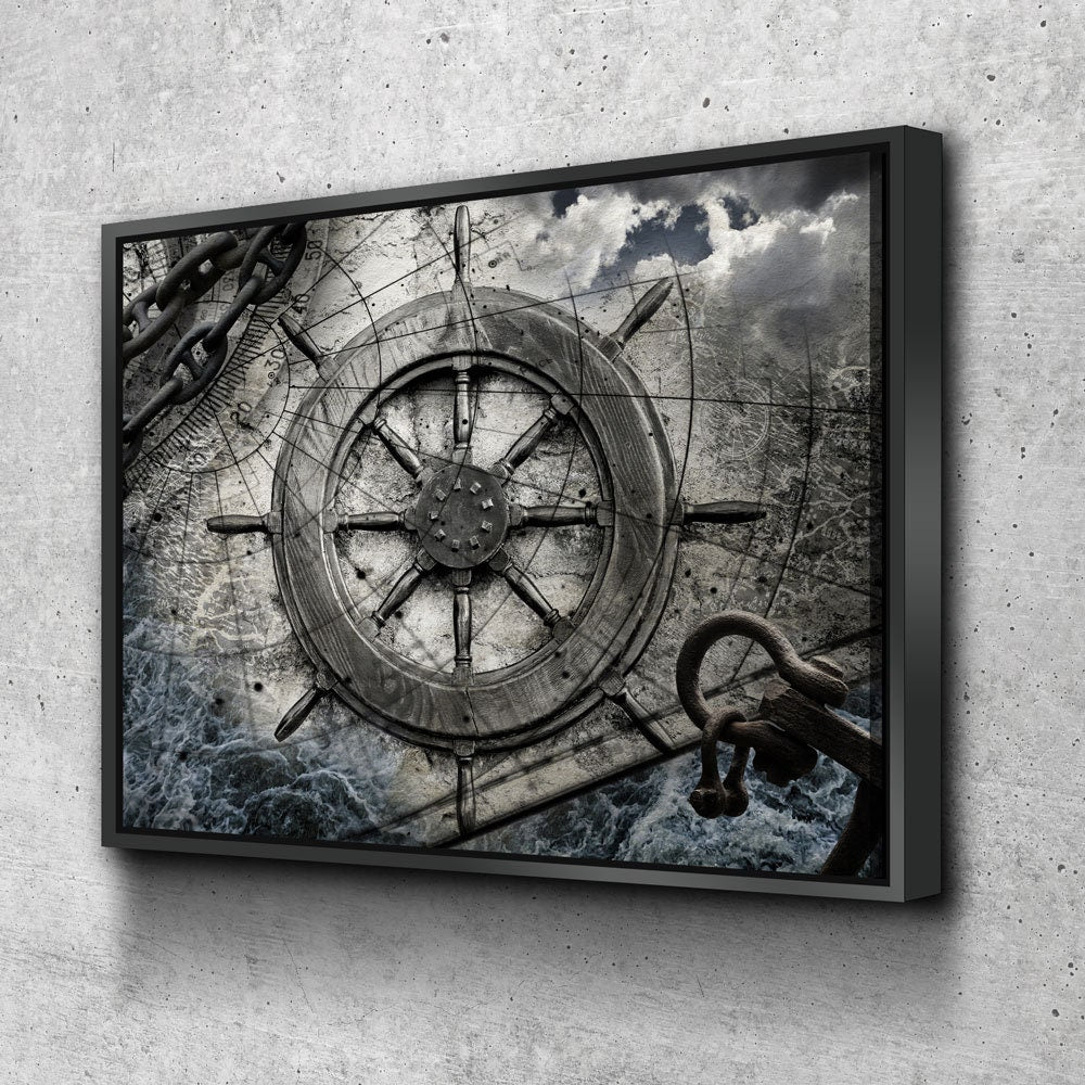Captain Ships Wheel Canvas Wall Art, Fishing Boat, Ocean Boat, Nautical Decor, Ocean Decor, Sailor, 1 Piece Wall Art Set | Wall Art | Wiccan Center