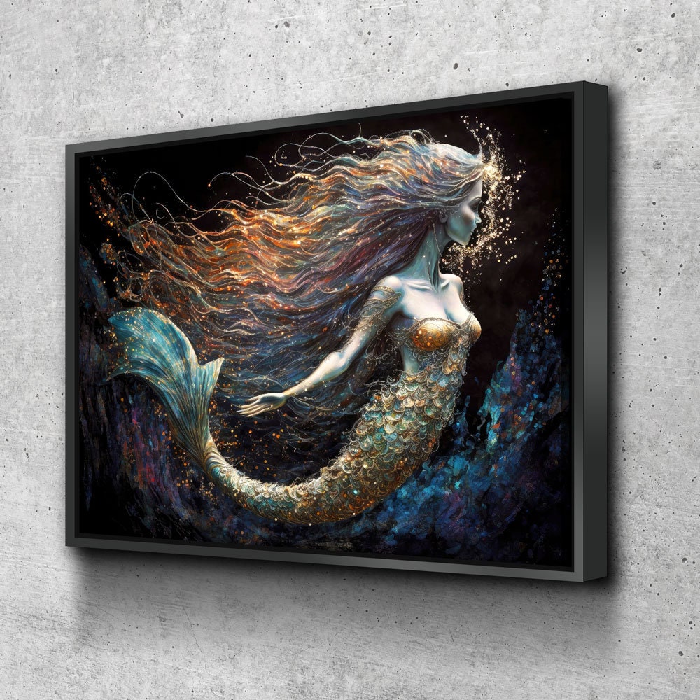 Mermaid Canvas Wall Art, Abstract Mermaid Decor, Mermaid Canvas Print, Mermaid Wall Decor, Mermaid Art, Kids Room Decor, Fantasy Art | Wall Art | Wiccan Center