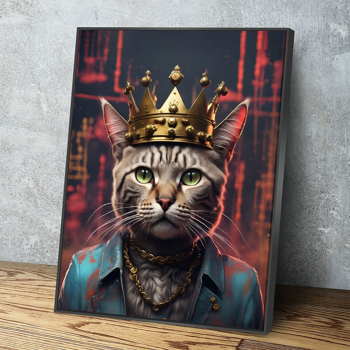 Street King Cat Canvas Wall Art, Abstract Cat Art, Street Cat Art, Cat With Crown Print, Funny Cat Print | Wall Art | Wiccan Center