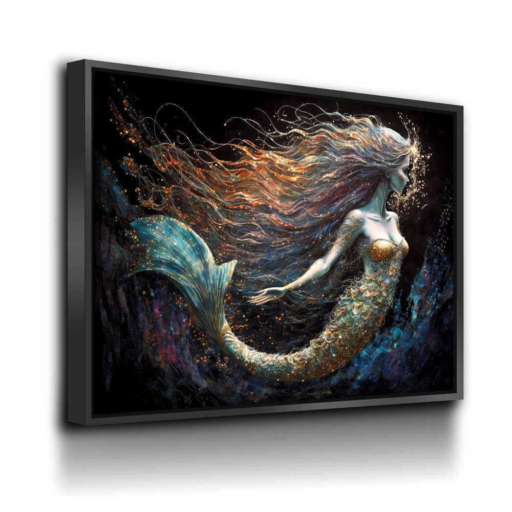 Mermaid Canvas Wall Art, Abstract Mermaid Decor, Mermaid Canvas Print, Mermaid Wall Decor, Mermaid Art, Kids Room Decor, Fantasy Art | Wall Art | Wiccan Center
