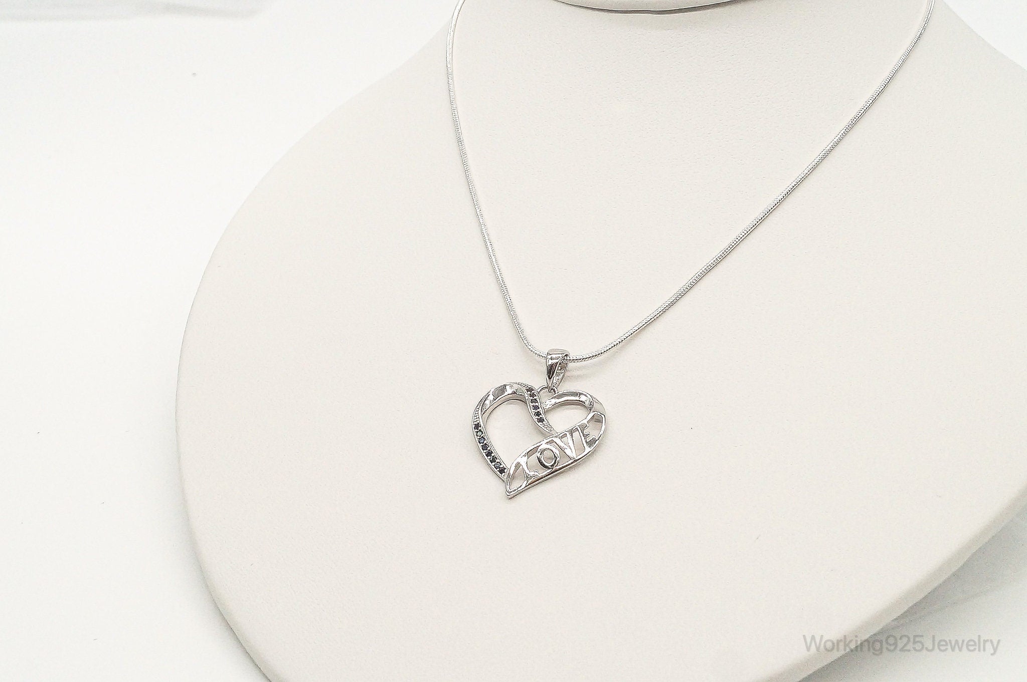 Sapphire Heart "LOVE" Sterling Silver Necklace | Jewelry > Necklaces > Pendants | Wiccan Center