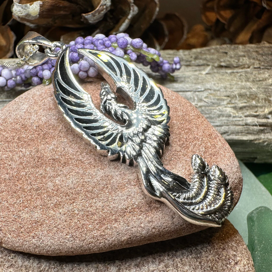 Uprising Phoenix Necklace in Sterling Silver | Pendant | Wiccan Center