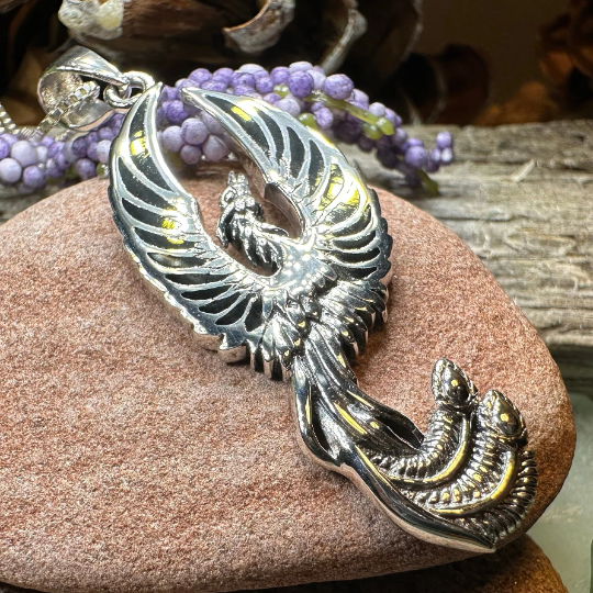 Uprising Phoenix Necklace in Sterling Silver | Pendant | Wiccan Center