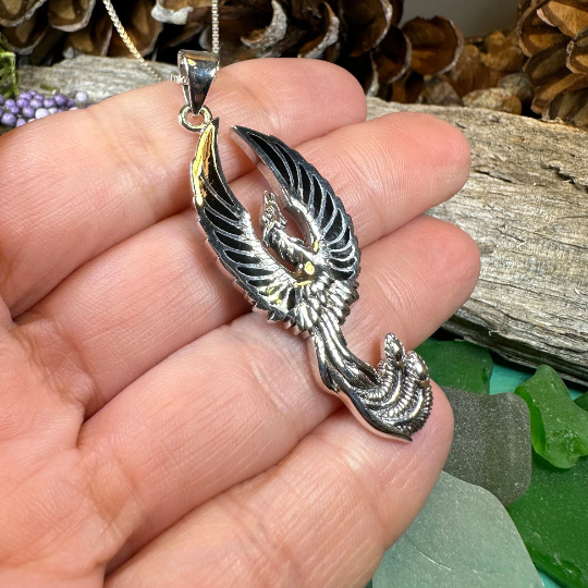 Uprising Phoenix Necklace in Sterling Silver | Pendant | Wiccan Center