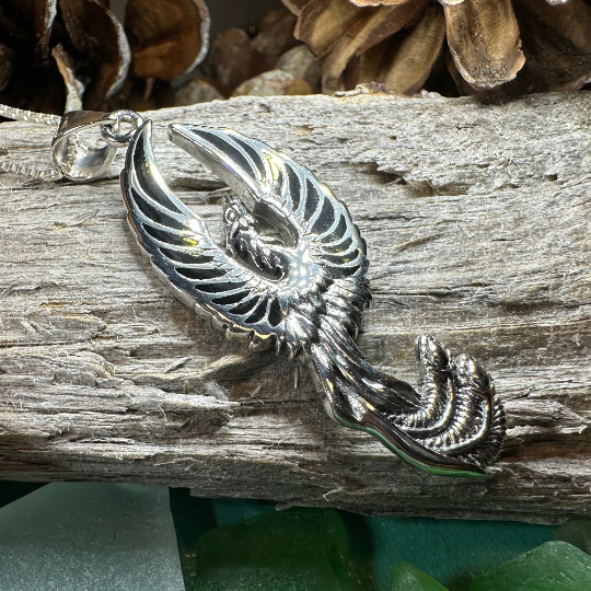 Uprising Phoenix Necklace in Sterling Silver | Pendant | Wiccan Center