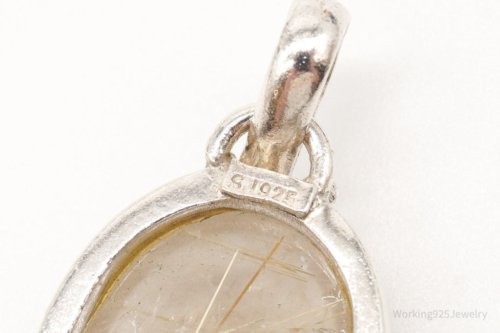Vintage Designer SJ Rutilated Quartz Sterling Silver Pendant | Jewelry > Necklaces > Pendants | Wiccan Center