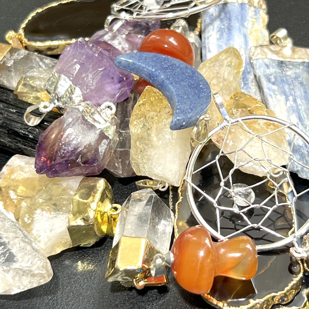Clearance Sale Assorted Crystal Pendant Mystery Mix (10 pcs) Gift Set Wholesale Gemstone Jewelry Necklace | Retail Pendants | Wiccan Center