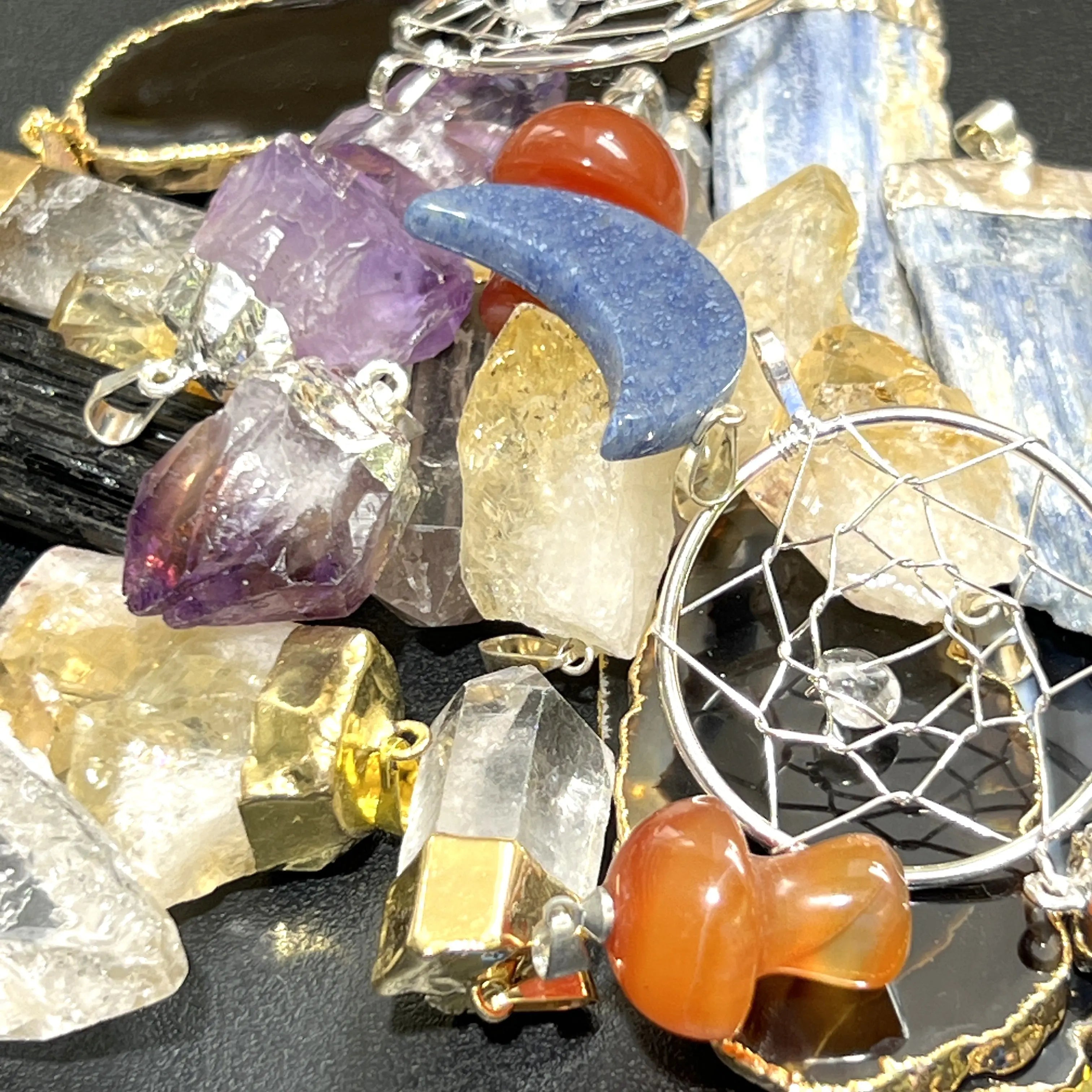 Clearance Sale Assorted Crystal Pendant Mystery Mix (10 pcs) Gift Set Wholesale Gemstone Jewelry Necklace | Retail Pendants | Wiccan Center