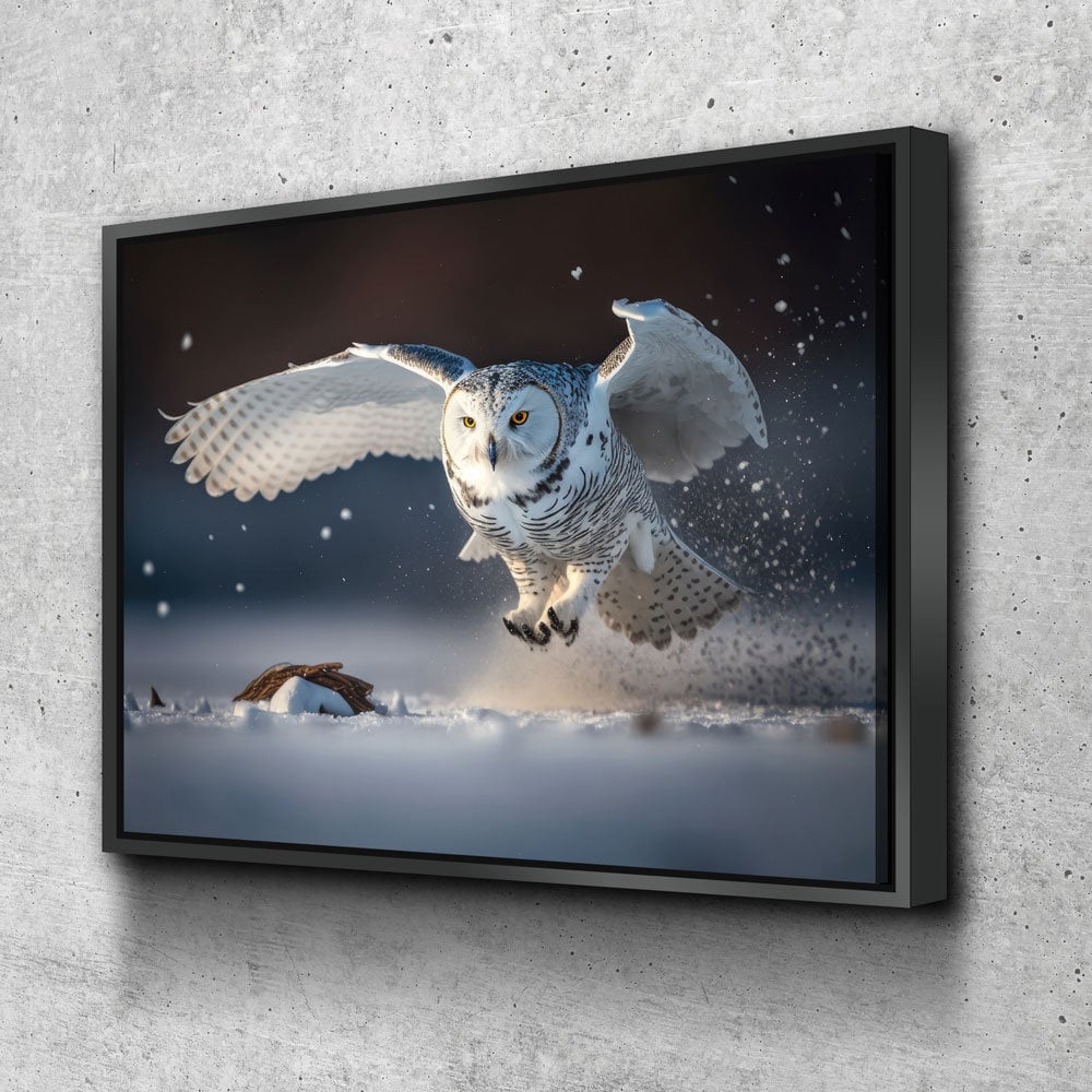 Snowy Owl Flying Canvas Wall Art, Snowy Owl Soaring, Snowy Owl Decor, Polar Owl Print, White Owl, Arctic Owl | Wall Art | Wiccan Center