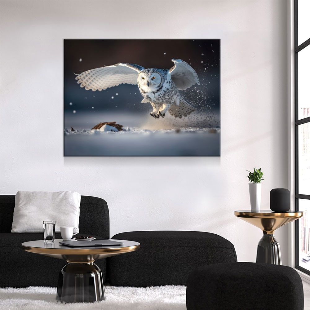Snowy Owl Flying Canvas Wall Art, Snowy Owl Soaring, Snowy Owl Decor, Polar Owl Print, White Owl, Arctic Owl | Wall Art | Wiccan Center