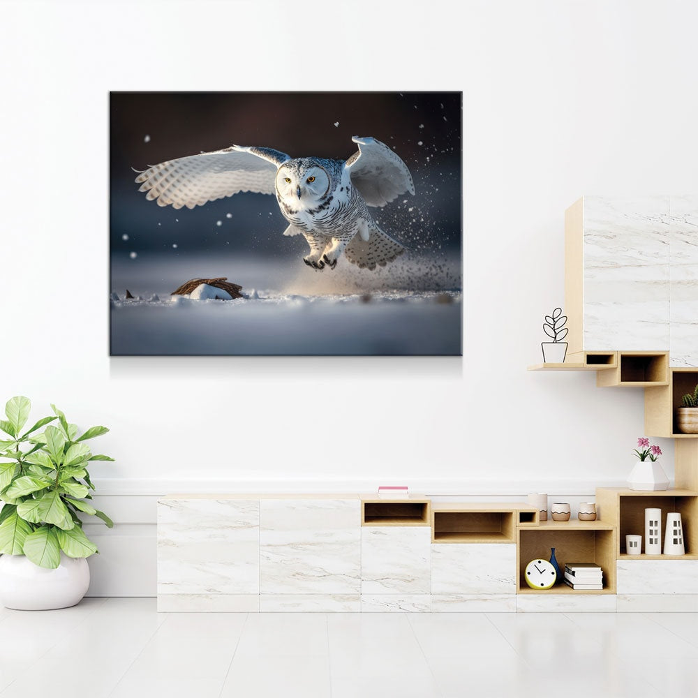 Snowy Owl Flying Canvas Wall Art, Snowy Owl Soaring, Snowy Owl Decor, Polar Owl Print, White Owl, Arctic Owl | Wall Art | Wiccan Center