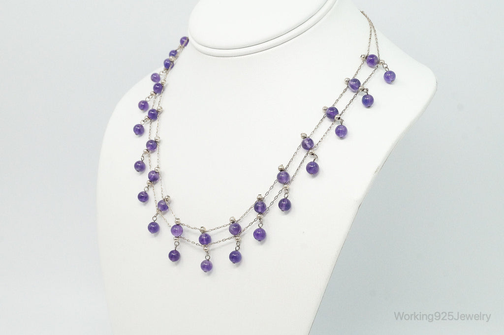 Vintage Double Strand Amethyst Sterling Silver Necklace | Jewelry > Necklaces > Pendants | Wiccan Center