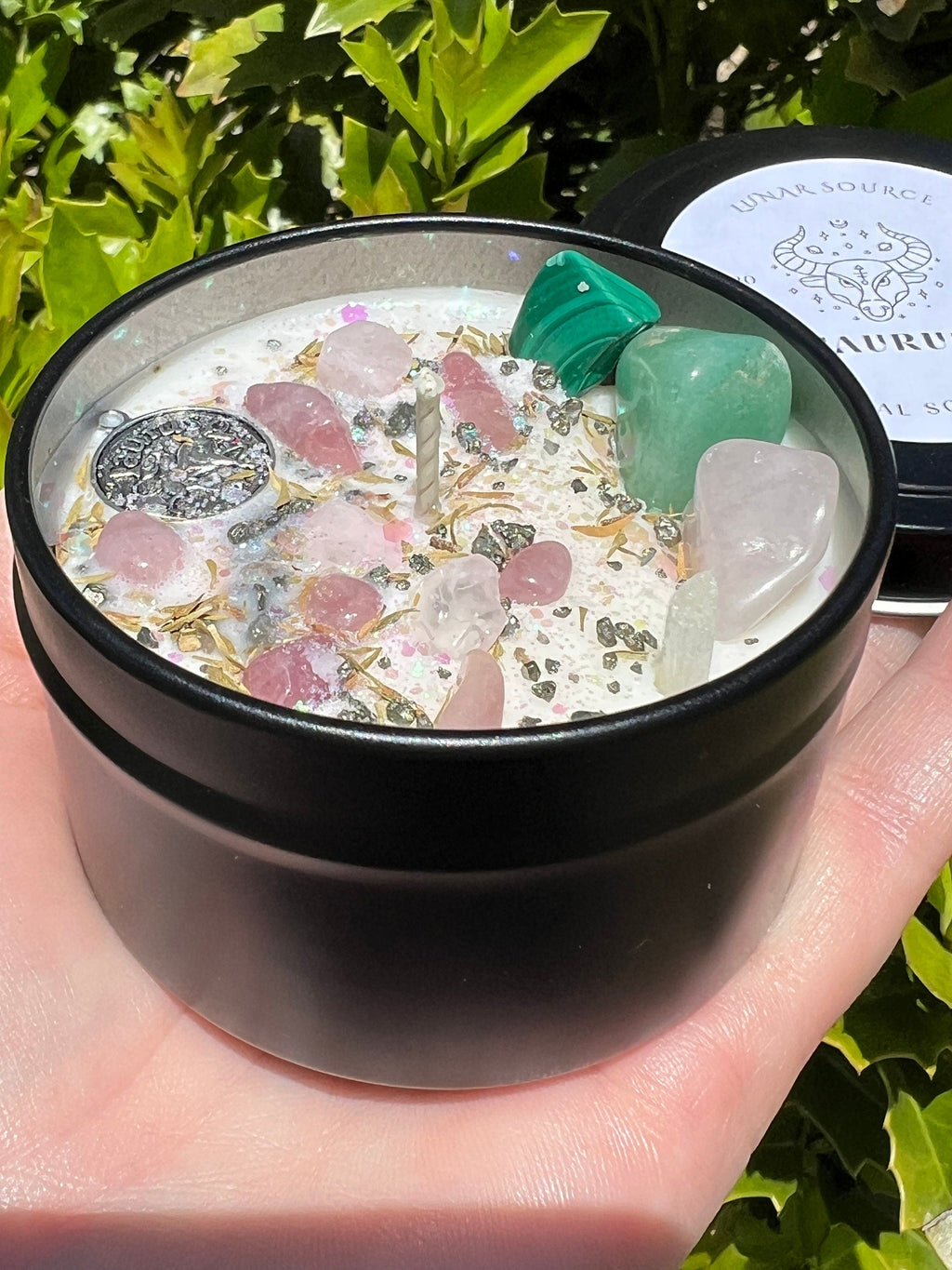 Taurus Candle | May Zodiac Sign Ritual Altar Intention Happy Birthday Gift Bull Season Crystal Charm Pendant Herbal Birth Natal Astrology | | Wiccan Center