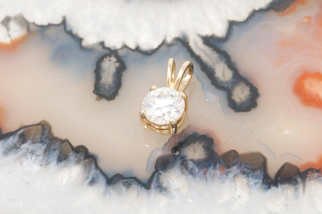 Vintage Gold Vermeil Cubic Zirconia Stone Sterling Silver Necklace Pendant | Jewelry > Necklaces > Pendants | Wiccan Center