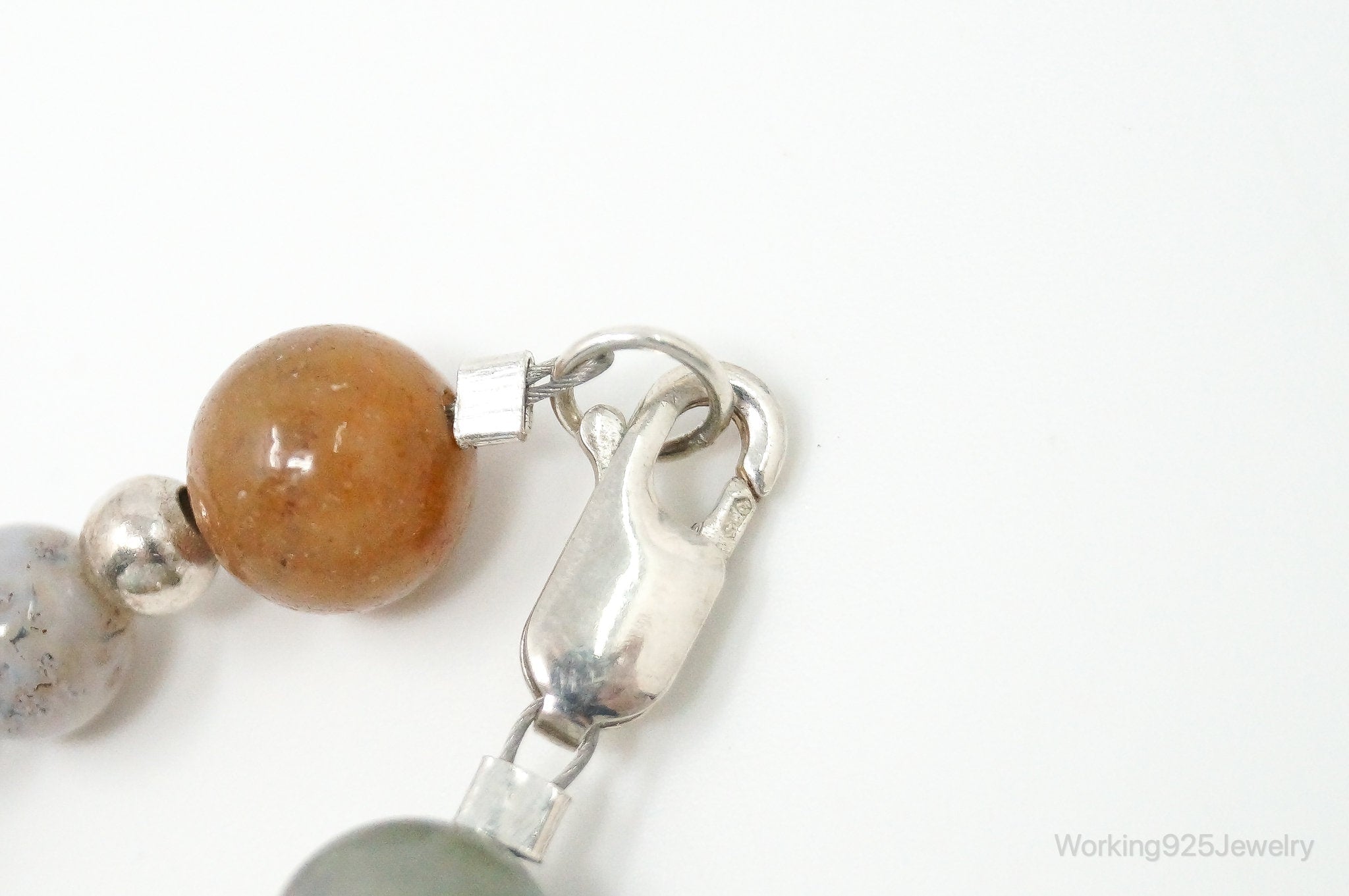 Vintage Multi Gem Agate Jasper Beads Sterling Silver Necklace | Jewelry > Necklaces > Pendants | Wiccan Center