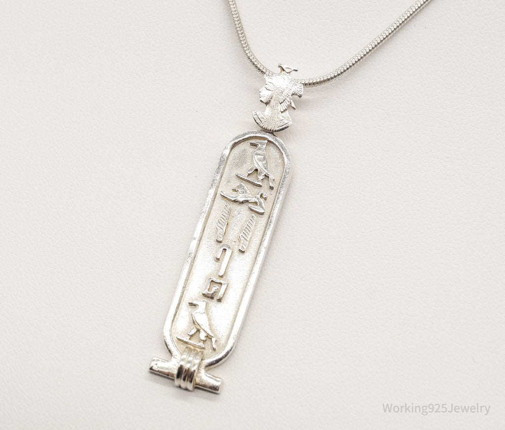 Vintage Large Egyptian Cartouche Sterling Silver Necklace | Jewelry > Necklaces > Pendants | Wiccan Center