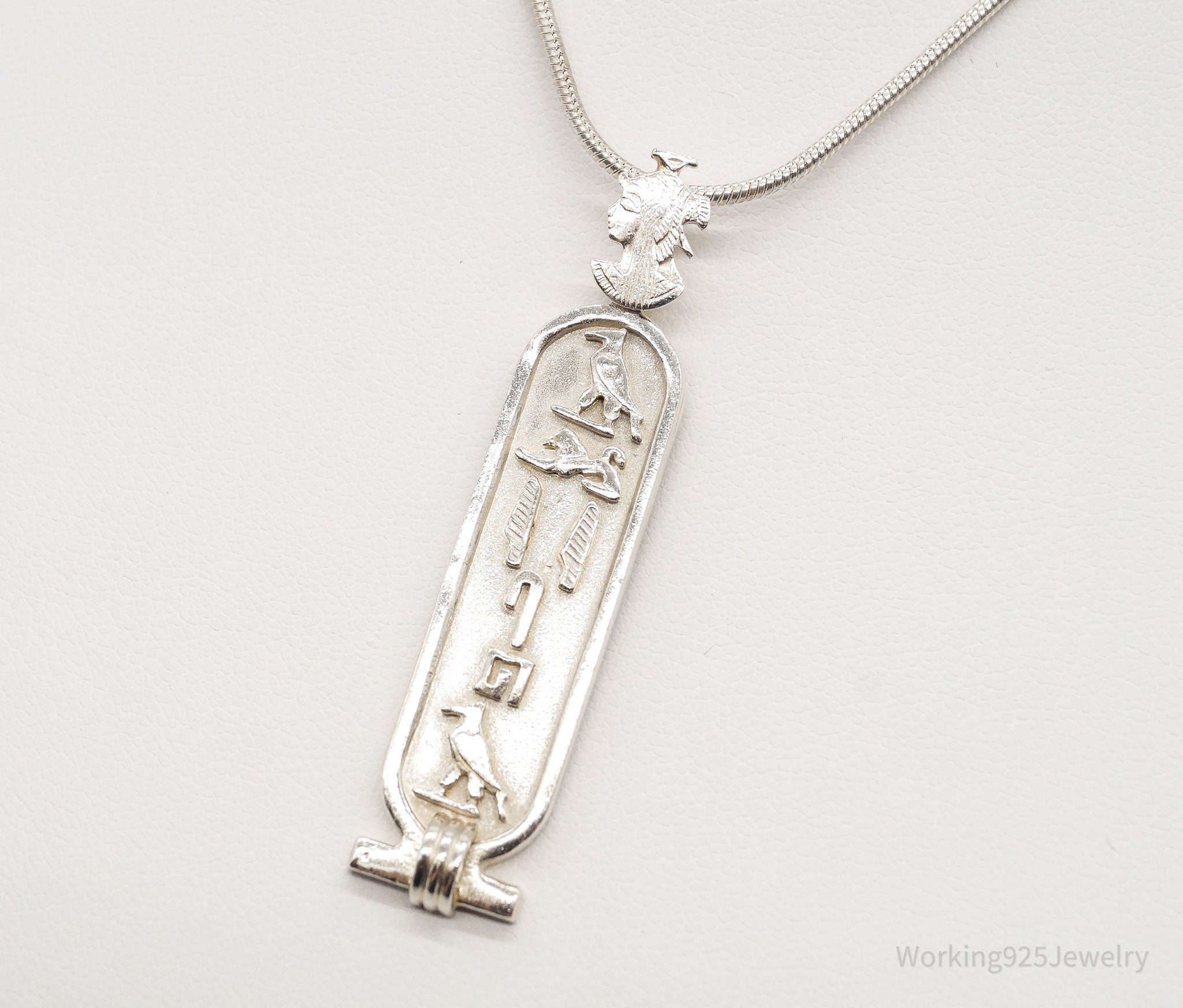 Vintage Large Egyptian Cartouche Sterling Silver Necklace | Jewelry > Necklaces > Pendants | Wiccan Center