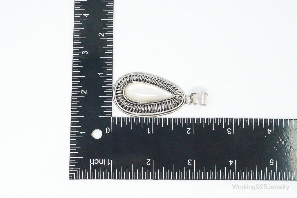 Designer BA Suarti Large Mother Of Pearl Sterling Silver Necklace Pendant | Jewelry > Necklaces > Pendants | Wiccan Center