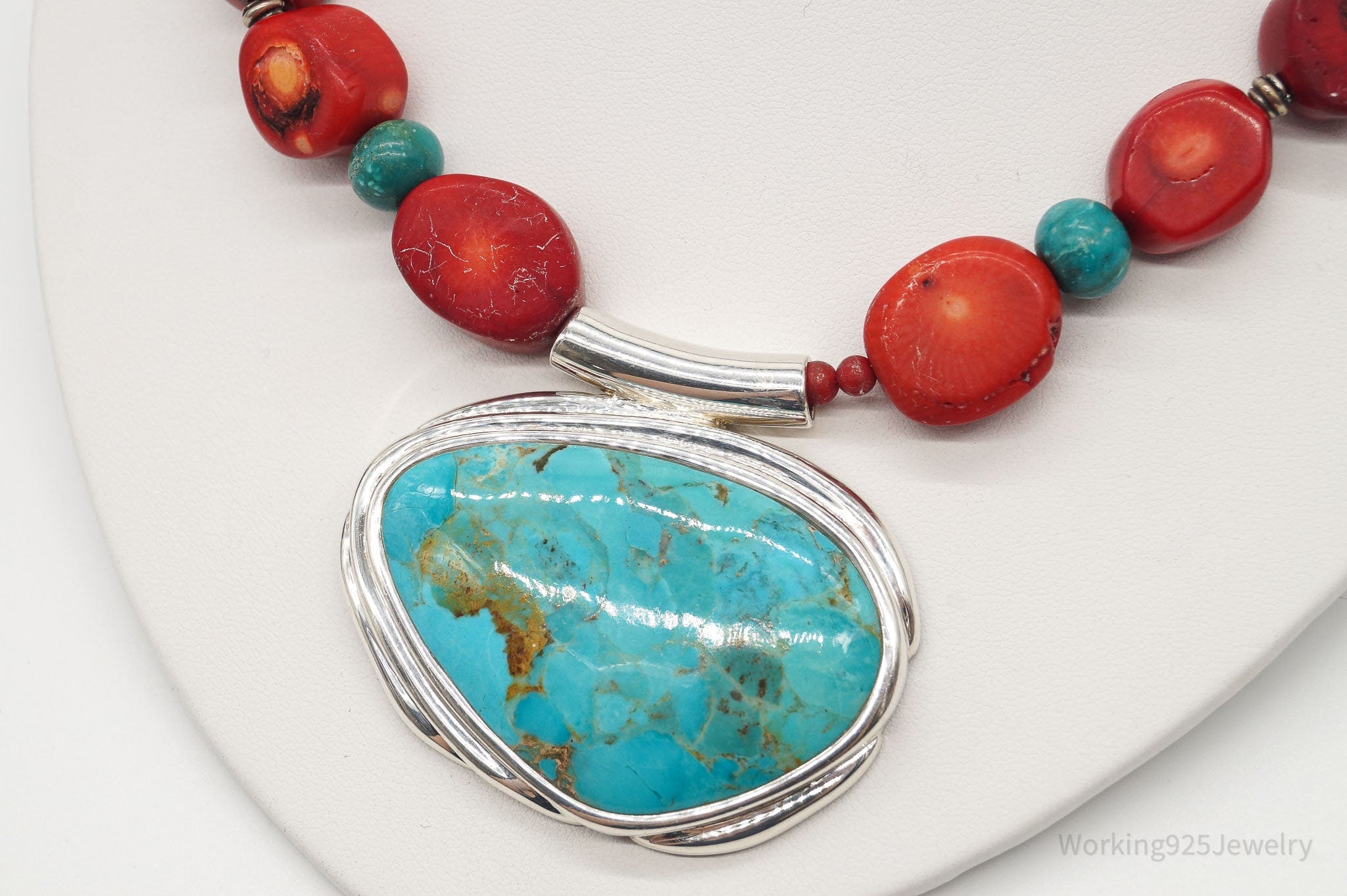 Vintage BARSE Chunky Coral Turquoise Sterling Silver Bead Necklace | Jewelry > Necklaces | Wiccan Center
