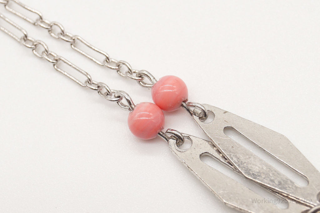 Antique Pink Stone Sterling Silver Necklace | Jewelry > Necklaces > Pendants | Wiccan Center